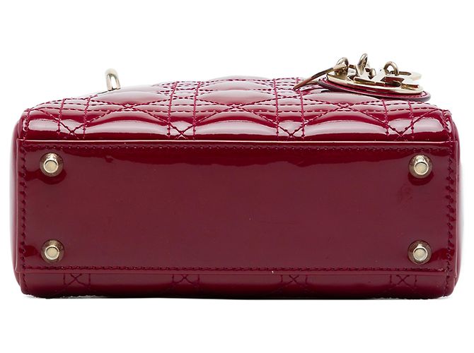 Autre Marque Dior Red Mini Patent Cannage Lady Dior Rosso Bordò - vista 3