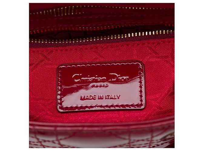 Autre Marque Dior Red Mini Patent Cannage Lady Dior Rosso Bordò - vista 5