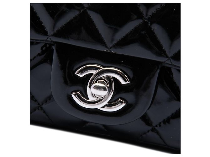 Chanel Black Extra Mini Rectangular Classic Patent Single Flap - view 5