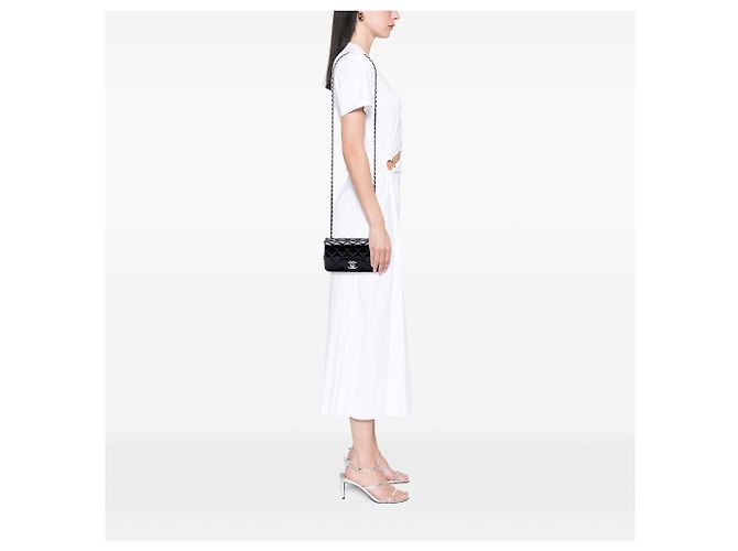 Chanel Black Extra Mini Rectangular Classic Patent Single Flap - view 6