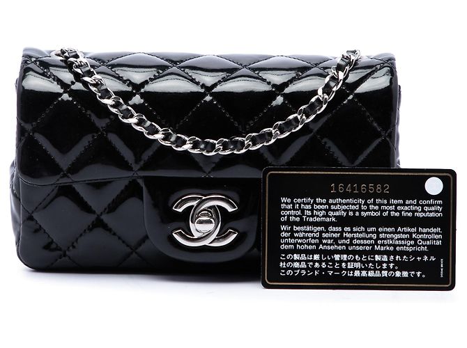 Chanel Black Extra Mini Rectangular Classic Patent Single Flap - view 7