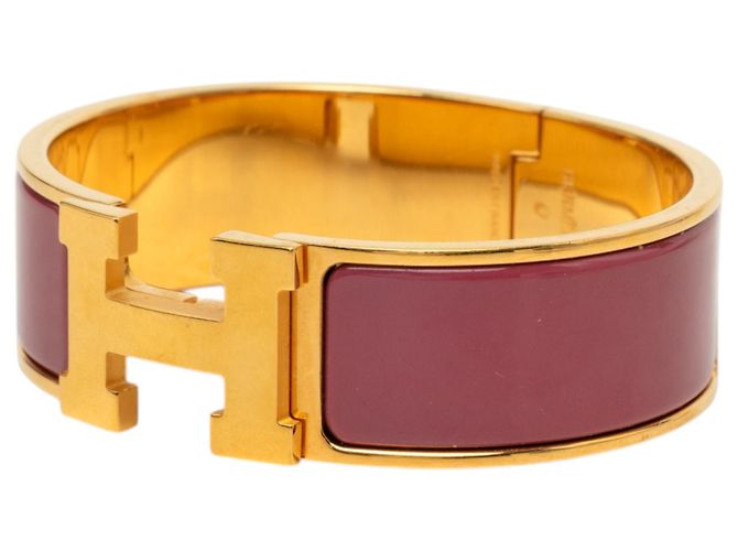 Bracciale Hermès Clic Clac H PM in smalto rosso largo Bordò - vista 2