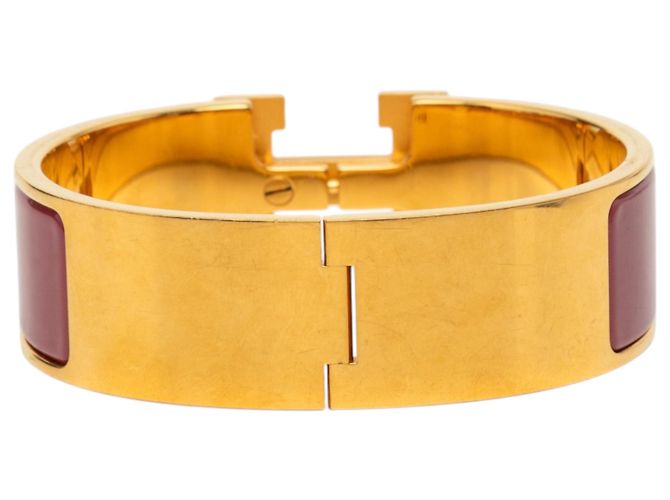 Bracciale Hermès Clic Clac H PM in smalto rosso largo Bordò - vista 3