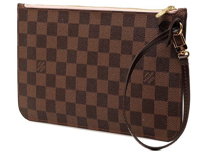 Louis Vuitton Brown Damier Ebene Neverfull Pochette Castaño - vista 2