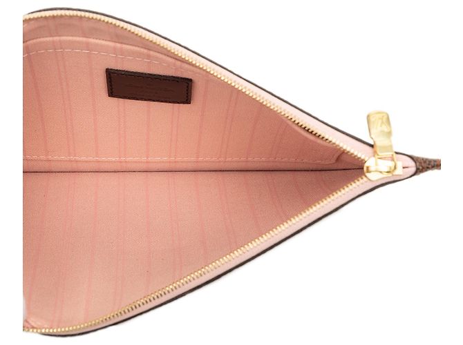Louis Vuitton Brown Damier Ebene Neverfull Pochette Castaño - vista 4