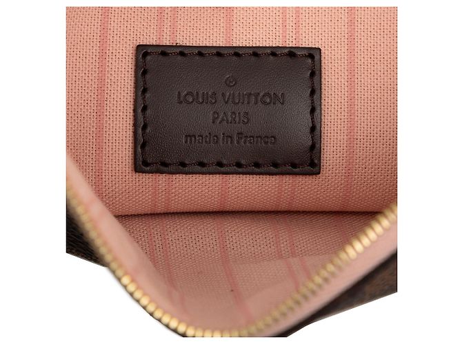 Louis Vuitton Brown Damier Ebene Neverfull Pochette Castaño - vista 5