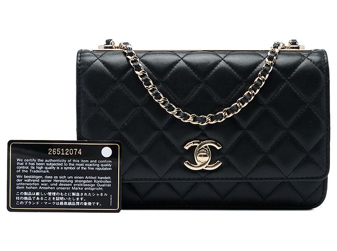Chanel Black Quilted Lambskin Trendy CC Wallet On Chain Nero - vista 8