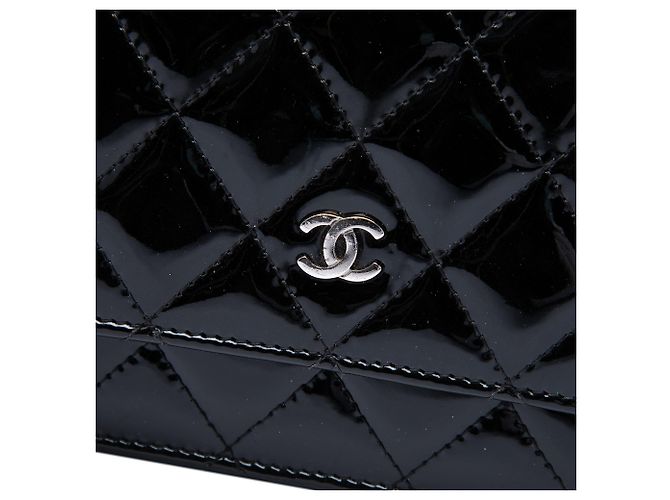 Portafoglio Chanel Black CC Quilted Patent Wallet On Chain Nero - vista 5