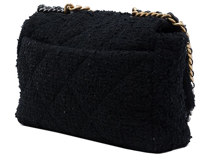 Chanel Black Maxi Tweed 19 Flap Nero - vista 2
