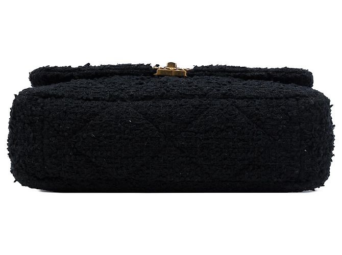 Chanel Black Maxi Tweed 19 Flap Nero - vista 3