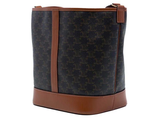 Céline Borsa Secchiello Celine Medium Triomphe in Tela Rivestita Marrone Marrone scuro - vista 2