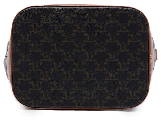 Céline Borsa Secchiello Celine Medium Triomphe in Tela Rivestita Marrone Marrone scuro - vista 3