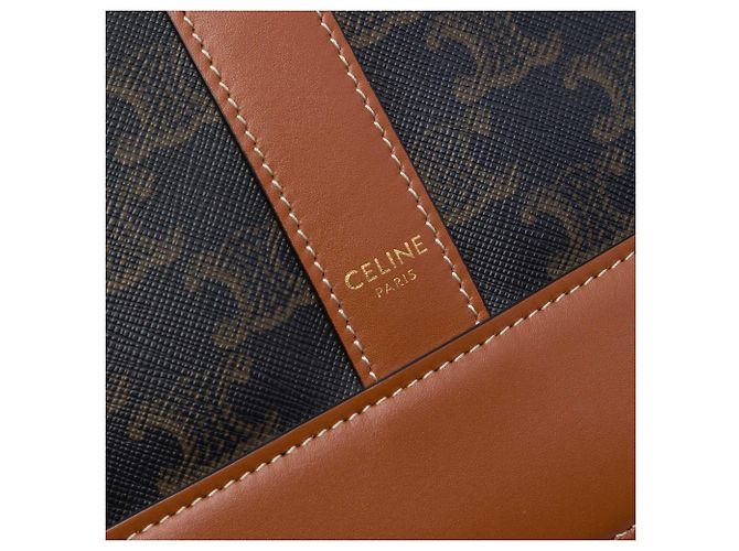 Céline Borsa Secchiello Celine Medium Triomphe in Tela Rivestita Marrone Marrone scuro - vista 5