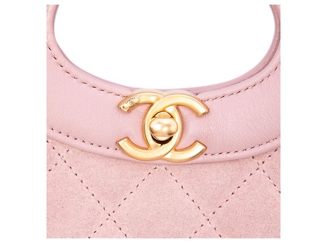Borsa Chanel 31 Shopping Mini in camoscio e pelle d'agnello matelassé rosa - vista 5