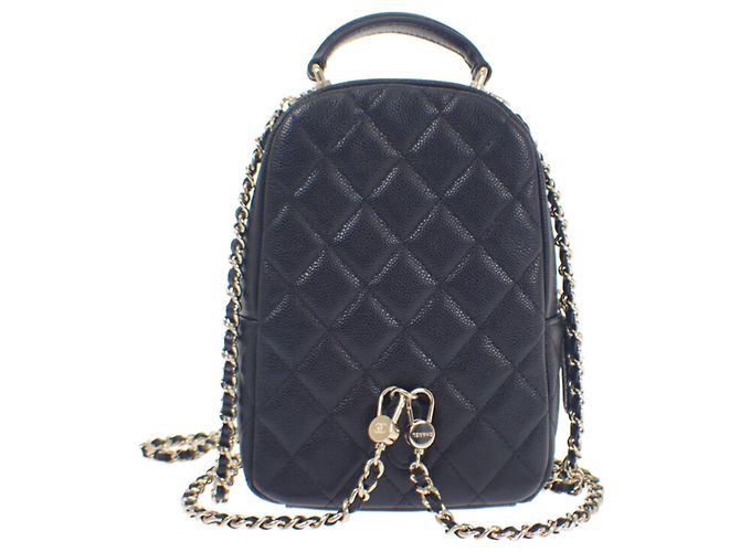 Chanel Mini CC gesteppter Caviar Rucksack Schwarz - Ansicht 3