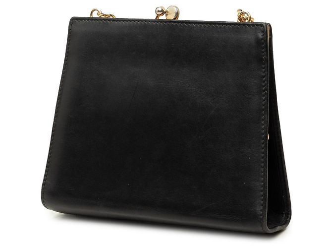 Salvatore Ferragamo Ferragamo Vara Bow Crossbody aus schwarzem Leder mit Kiss-Lock-Verschluss und Kette - Ansicht 2