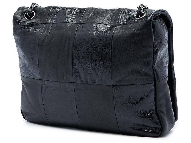 Chanel Brooklyn Flap in patchwork di agnello nero e vernice - vista 2
