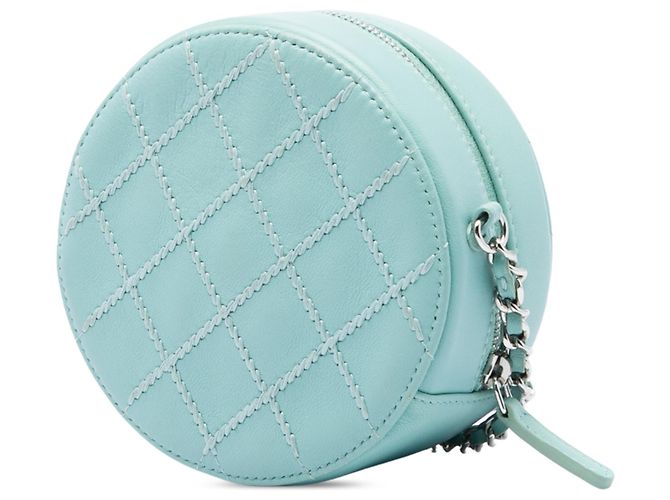 Clutch rotonda Chanel Blue Quilted Lambskin Ultimate Stitch con catena Blu chiaro - vista 2
