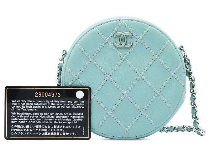 Clutch rotonda Chanel Blue Quilted Lambskin Ultimate Stitch con catena Blu chiaro - vista 6