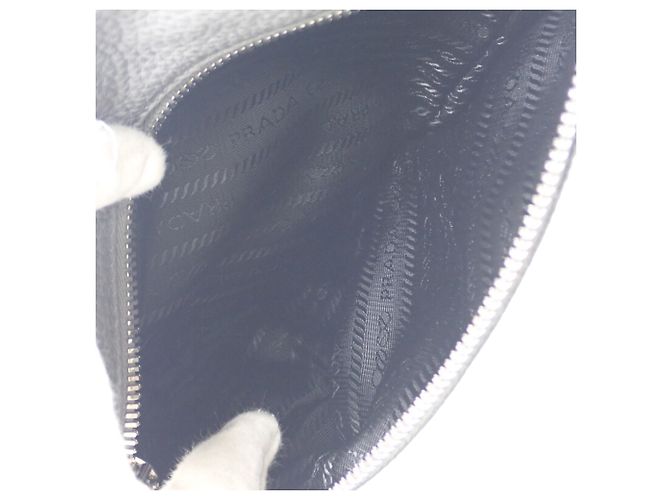 Borsa a tracolla Prada in Vitello Daino grigio con logo impresso Marrone - vista 4