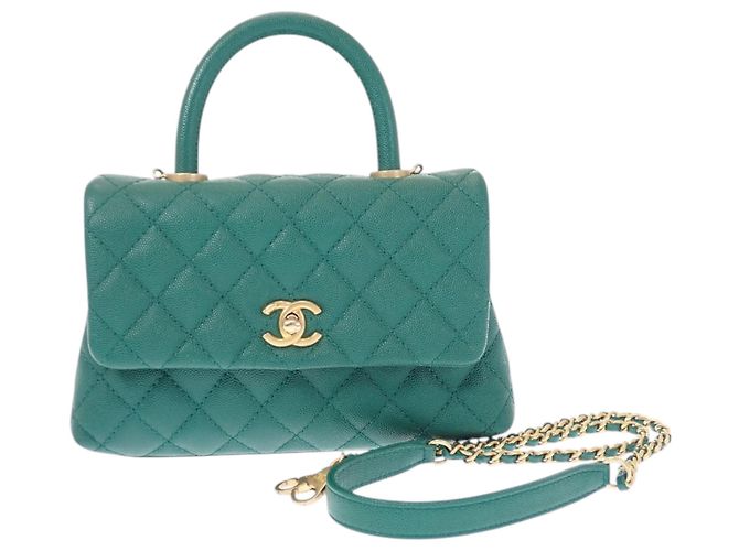 Chanel Mini Quilted Caviar Coco Top Handle Tasche Grün - Ansicht 13