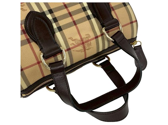 Borsa Boston Burberry Beige Haymarket Check - vista 9