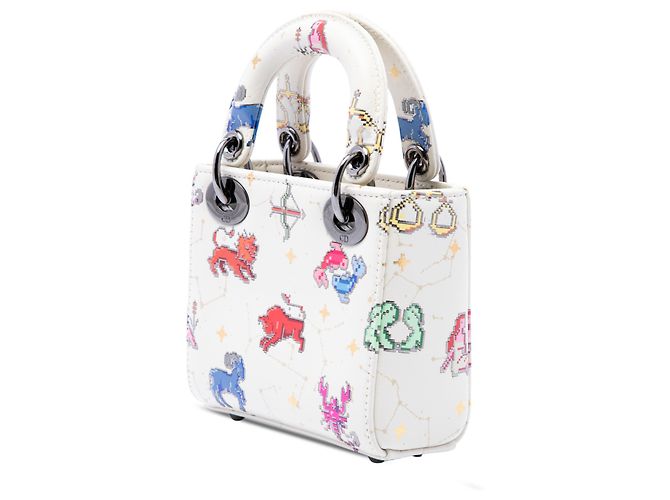 Autre Marque Dior White Micro Calfskin Pixel Zodiac Lady Dior Bianco - vista 2
