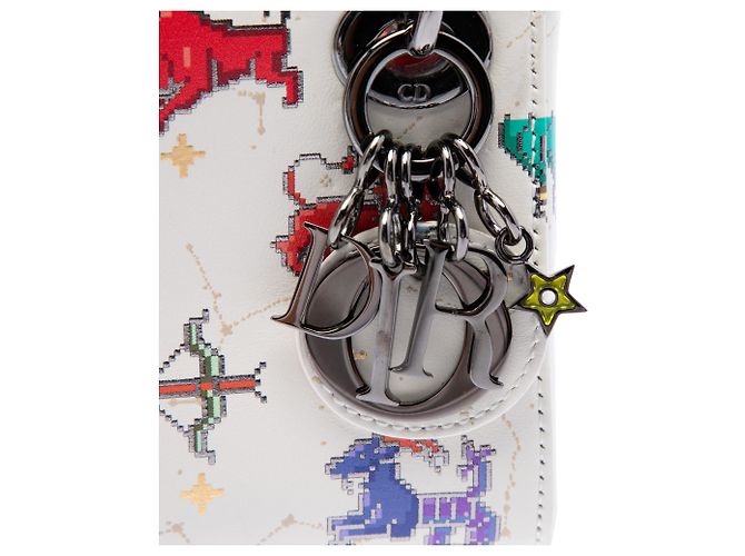 Autre Marque Dior White Micro Calfskin Pixel Zodiac Lady Dior Bianco - vista 5