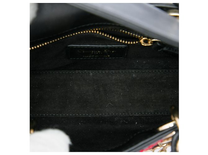 Autre Marque Lady Dior Mini in pelle di vitello liscia nera con ricami a cuore e carte da gioco - vista 4