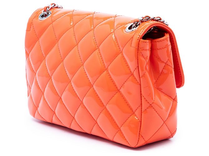 Chanel Orange Small Quilted Patent Coco Shine Flap Arancione - vista 2