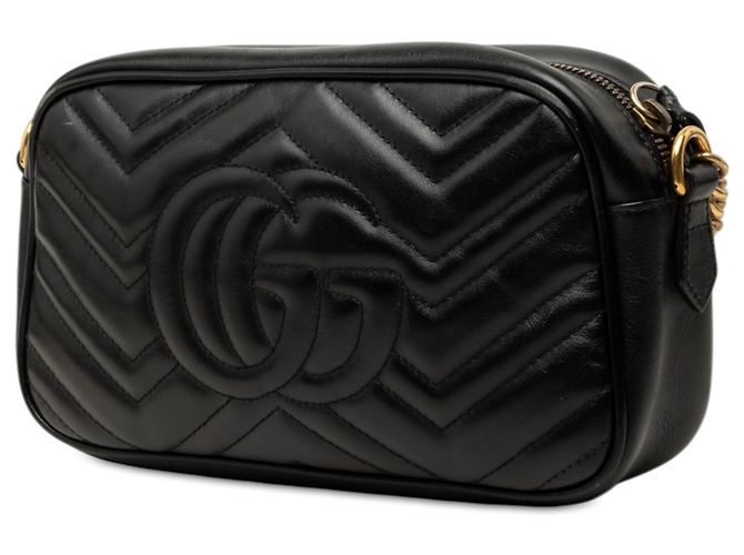 Gucci Borsa a Tracolla Small GG Marmont Matelassé in pelle di vitello nera Nero - vista 2