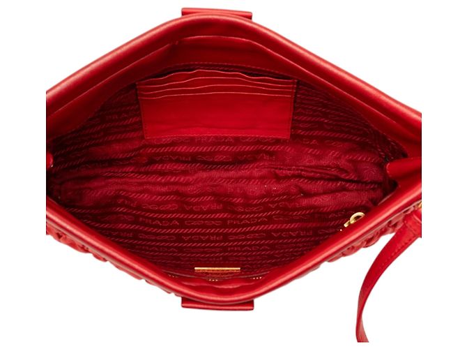 Prada Red Tessuto Gaufre Crossbody Roja - vista 4