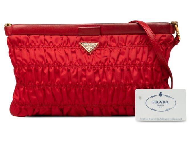 Prada Red Tessuto Gaufre Crossbody Roja - vista 7