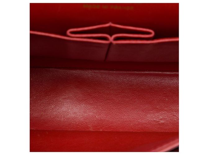 Chanel Red Medium Classic Chevron Lambskin Double Flap Rot - Ansicht 4