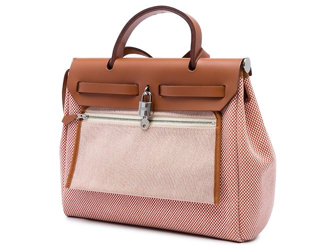 Hermès Orange Toile Criss Viking Vache Hunter Herbag Zip 31 Arancione - vista 2