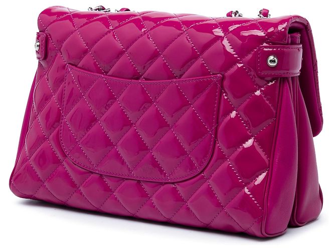 Chanel Pink Large CC Quilted Patent Double Compartment Flap Rosa - vista 2