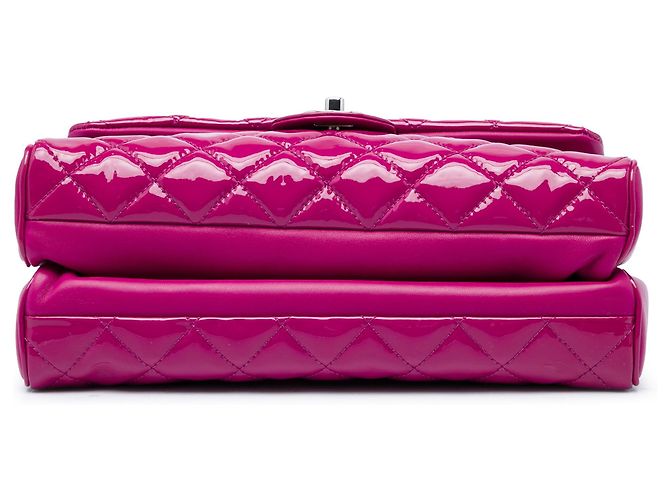 Chanel Pink Large CC Quilted Patent Double Compartment Flap Rosa - vista 3