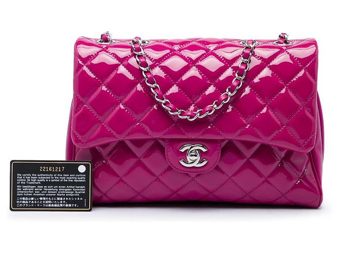 Chanel Pink Large CC Quilted Patent Double Compartment Flap Rosa - vista 6