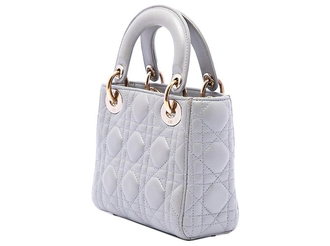 Autre Marque Dior Gray Mini Lambskin Cannage Lady Dior Marrone - vista 2