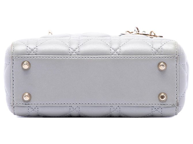 Autre Marque Dior Gray Mini Lambskin Cannage Lady Dior Marrone - vista 3