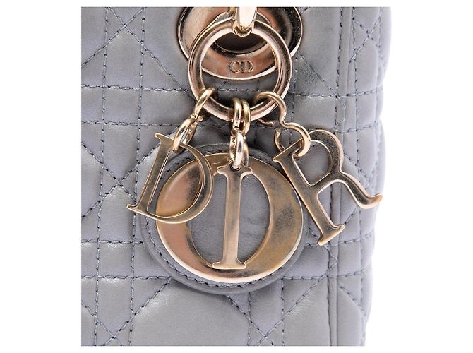 Autre Marque Dior Gray Mini Lambskin Cannage Lady Dior Marrone - vista 5