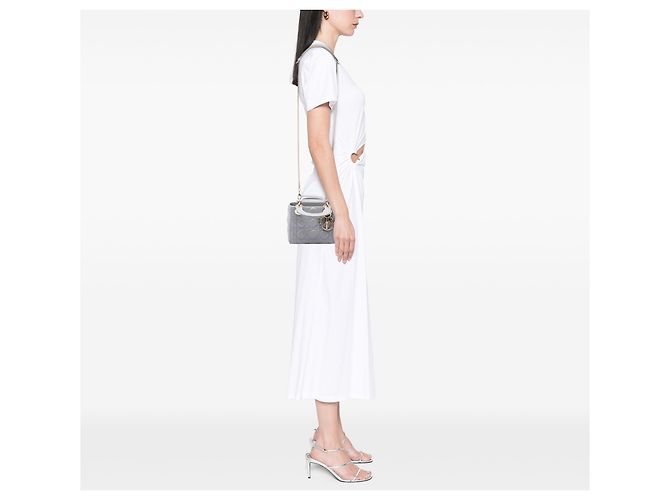 Autre Marque Dior Gray Mini Lambskin Cannage Lady Dior Marrone - vista 6