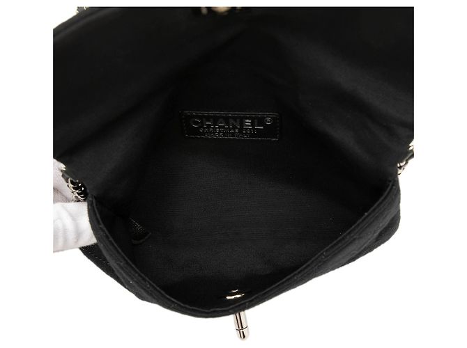 Chanel Black Mini CC Quilted Jersey Flap Schwarz - Ansicht 4