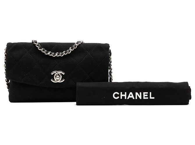Chanel Black Mini CC Quilted Jersey Flap Schwarz - Ansicht 7