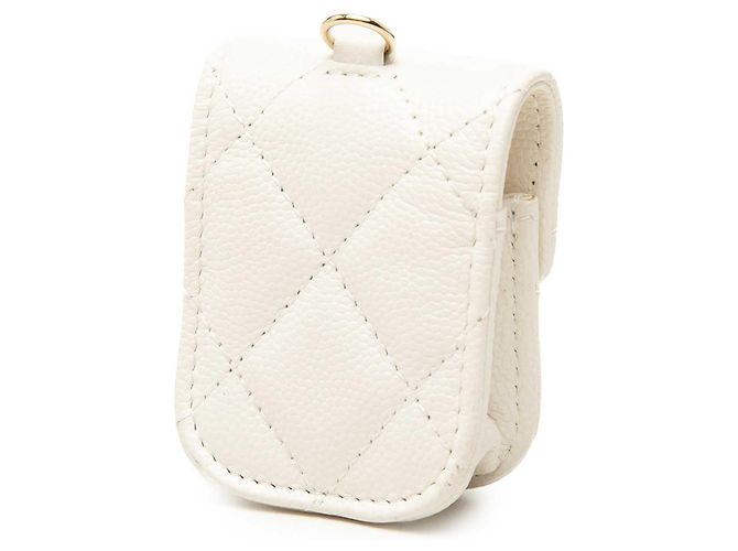 Custodia AirPods Chanel White CC Quilted Caviar Bianco Crudo - vista 2
