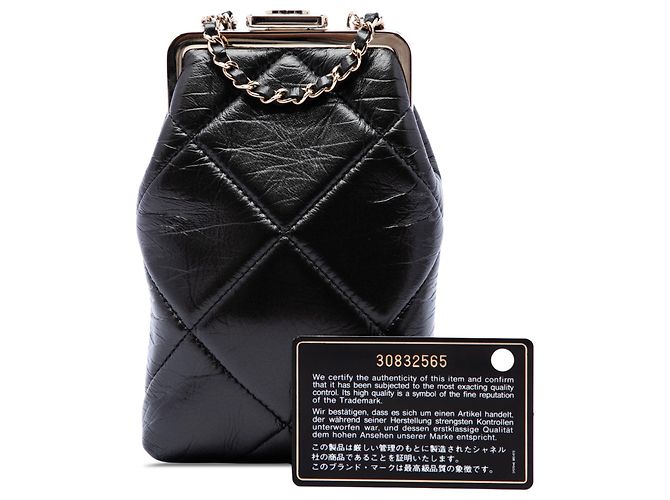 Clutch Chanel Black Small CC Quilted Lambskin Kisslock Frame Clutch Nero - vista 7