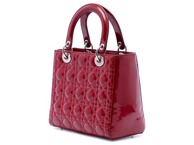 Autre Marque Dior Red Medium Patent Cannage Lady Dior Rosso Bordò - vista 2