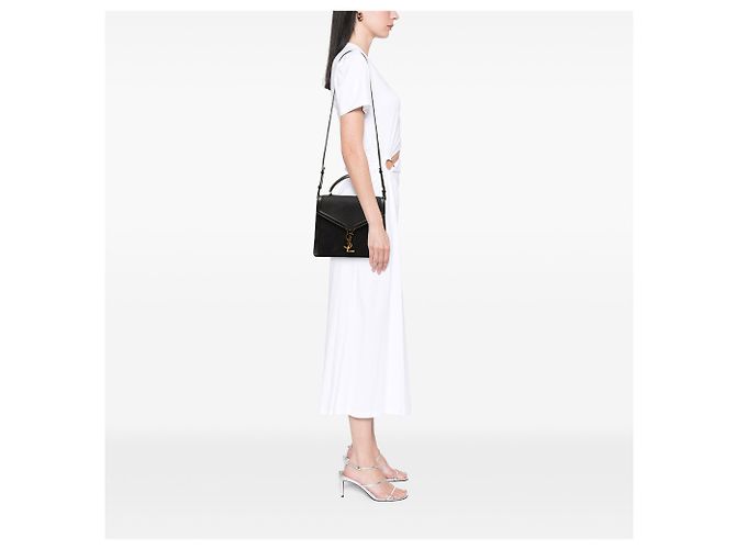 Autre Marque Borsa Cassandra Top Handle Medium in tela nera Saint Laurent Nero - vista 7