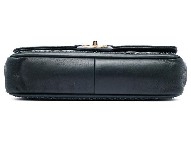 Chanel Black CC Quilted Iridescent Calfskin Whipstitch Single Flap Nero - vista 3