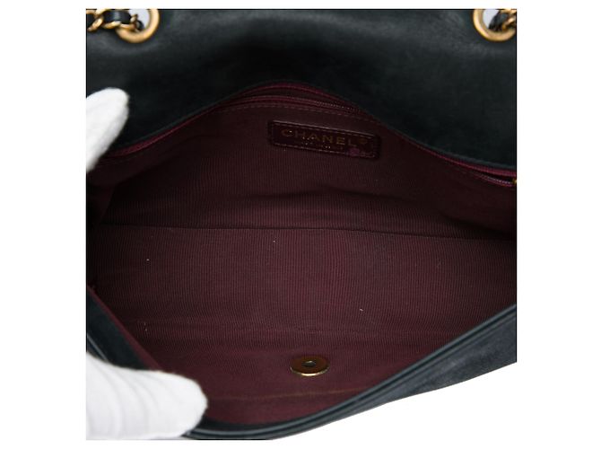 Chanel Black CC Quilted Iridescent Calfskin Whipstitch Single Flap Nero - vista 4